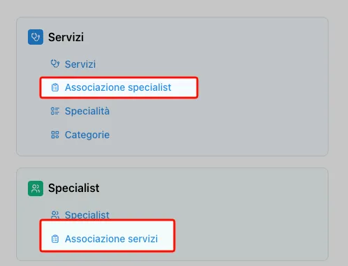 Le due schermate per l’associazione