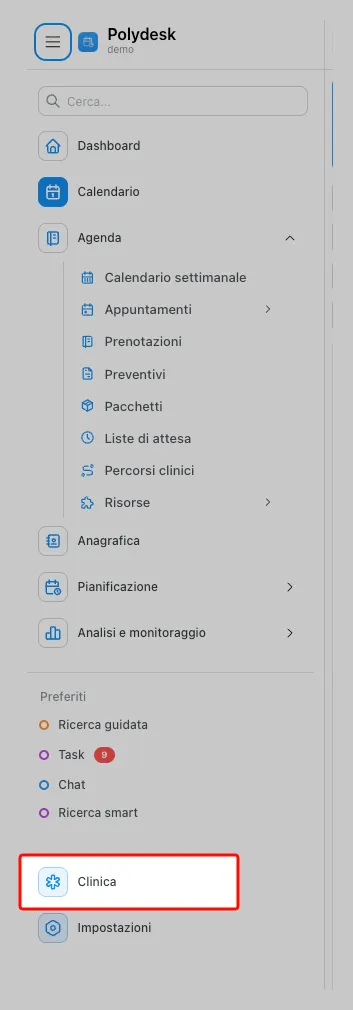 Come accedere alla sezione Clinica