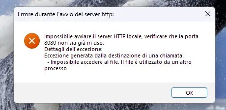 Errore porta occupata