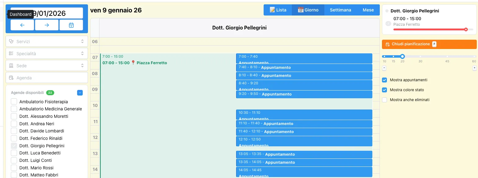 Shortcut pianificazione