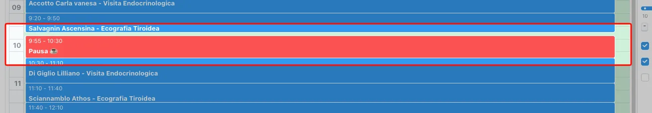 Visualizzazione nel calendario